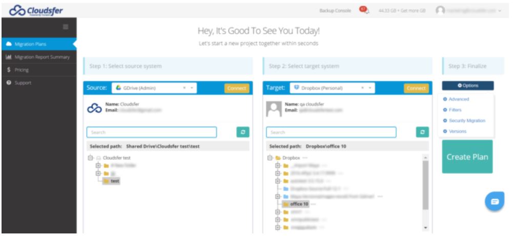 google drive to dropbox